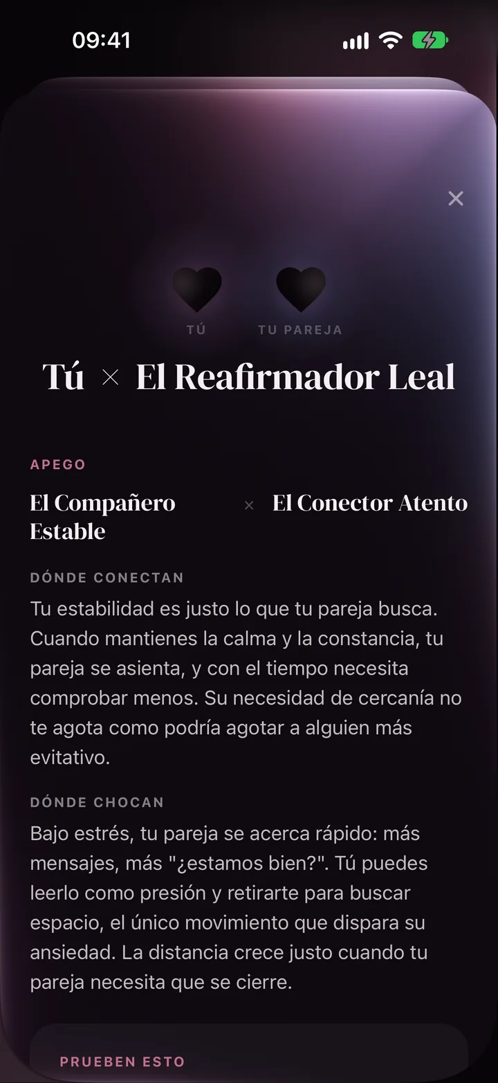 Comparación de pareja en LoveType