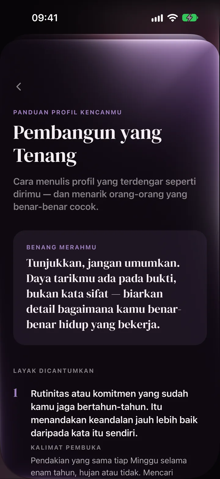 Panduan profil kencan LoveType