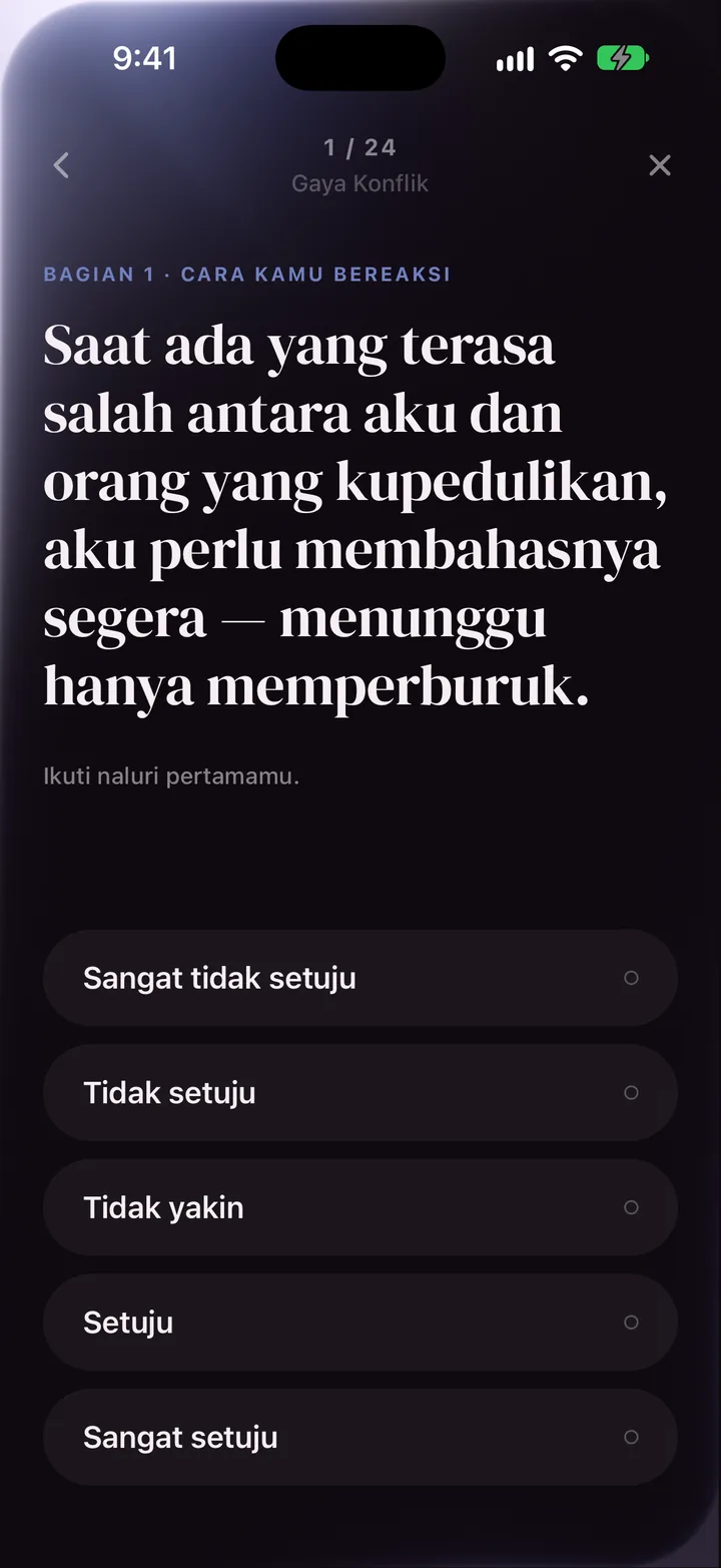 Layar hasil LoveType