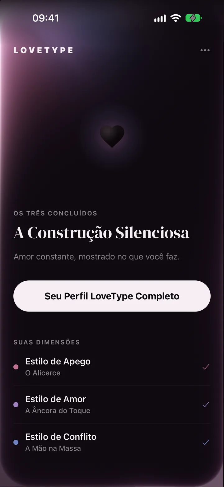 Uma tela de resultado do LoveType