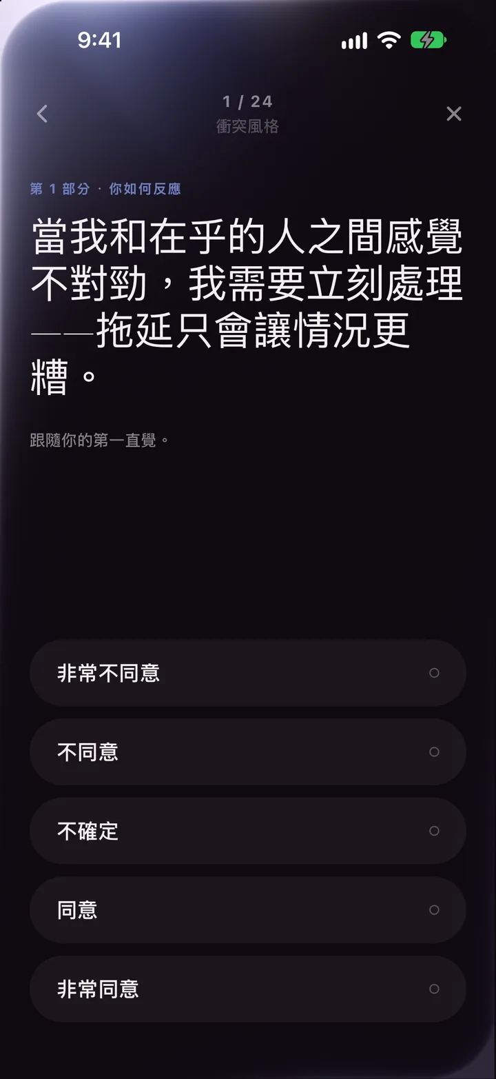 LoveType 的測驗結果畫面